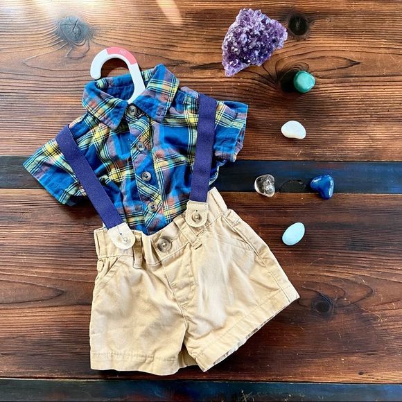 🔴5 for $25 🔴 Cat & Jack 3 Piece set w/ Suspenders - Picture 1 of 6